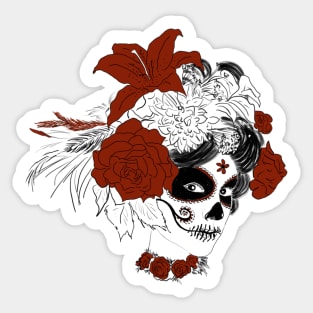 Día de los Muertos Skull Face Sticker